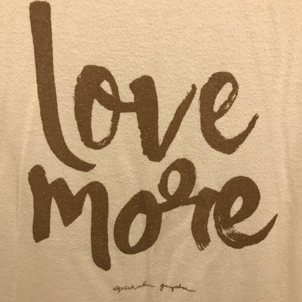 Spiritual Gangster Love More Long Sleeve Top XS white brown script sweatshirt - Picture 3 of 8